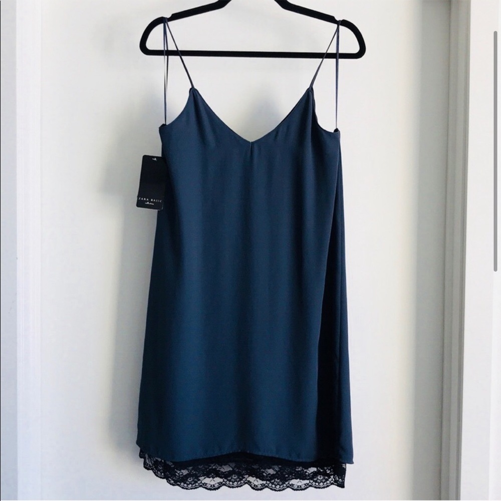 Zara Basic Lace Trim Slip Dress